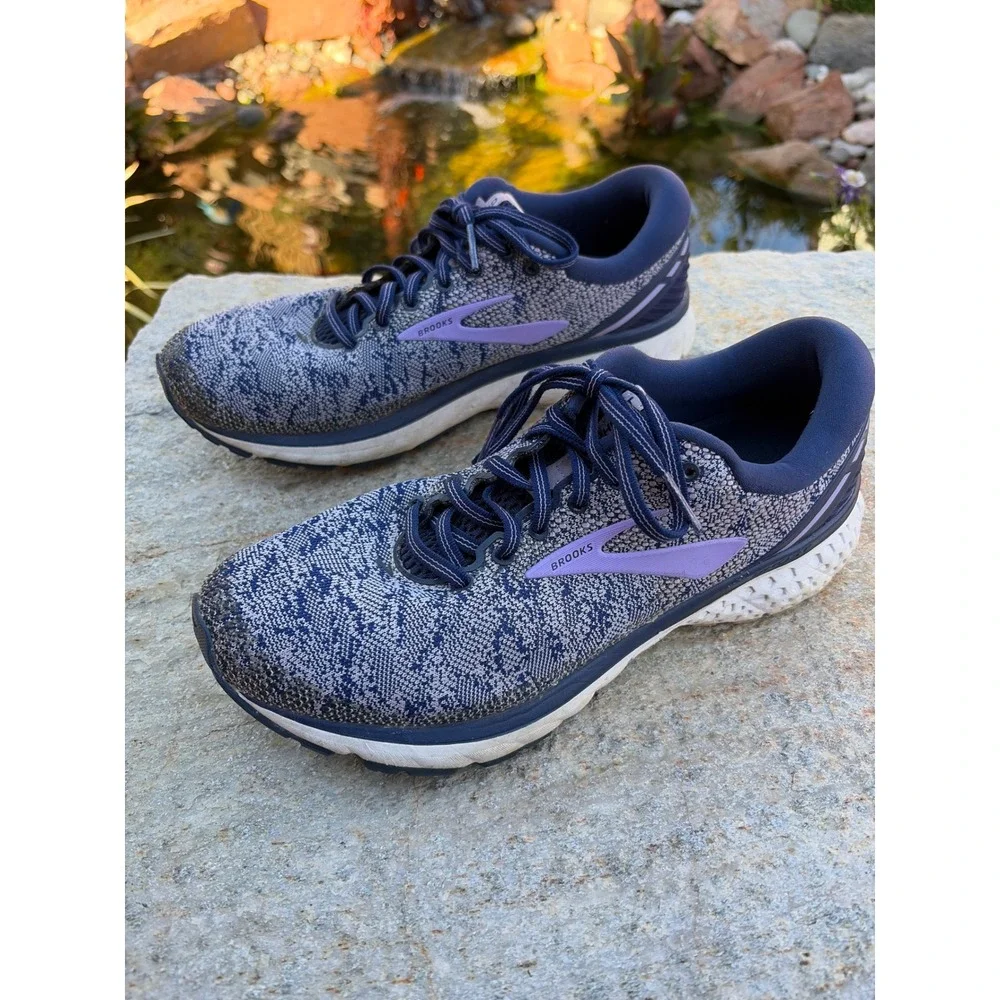 Brooks Ghost 11 Mens Running Shoes Navy Purple Mesh Sneakers 1202771B406 Size 11